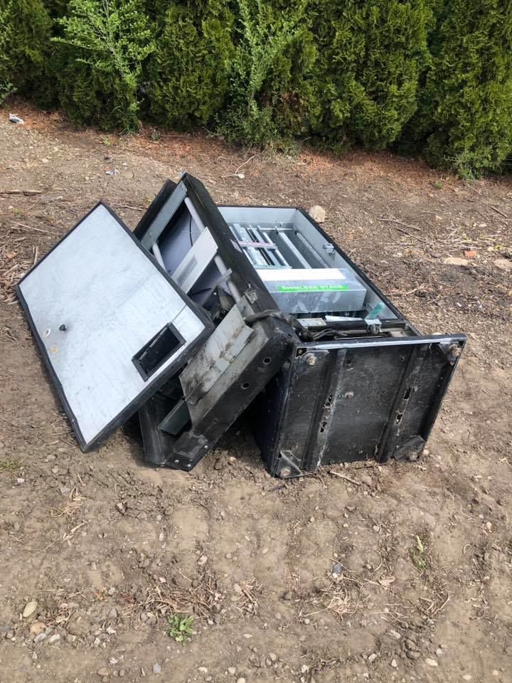 Soda machine found destroyed
